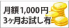 月額1000円＆3ヶ月お試し
